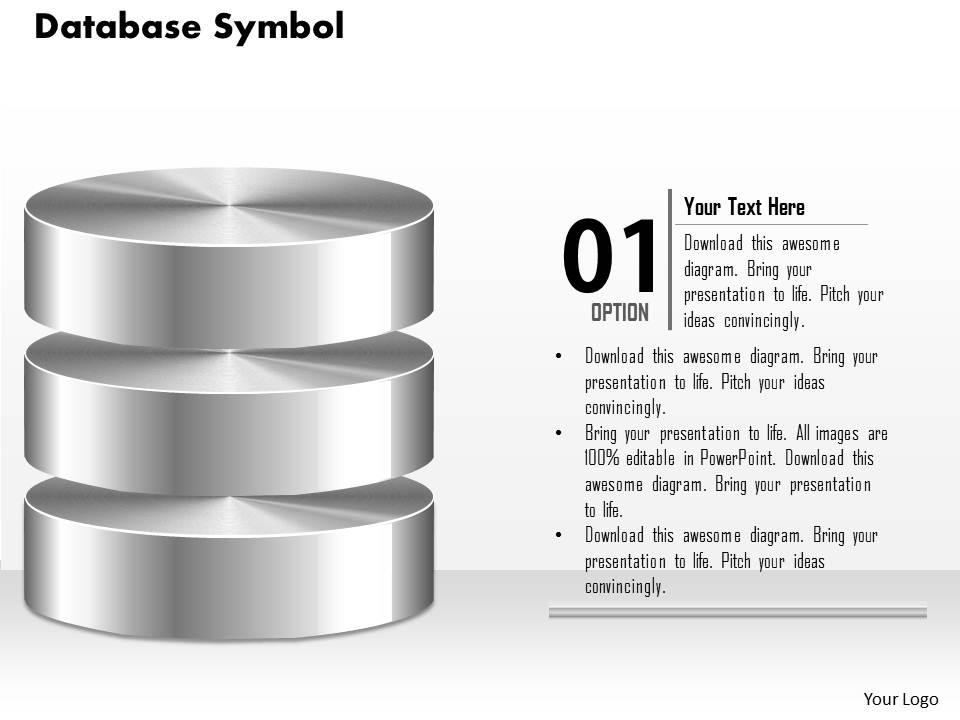 0814_database_symbol_icon_shown_by_silver_cylinders_to_represent_persistent_storage_ppt_slides_Slide01
