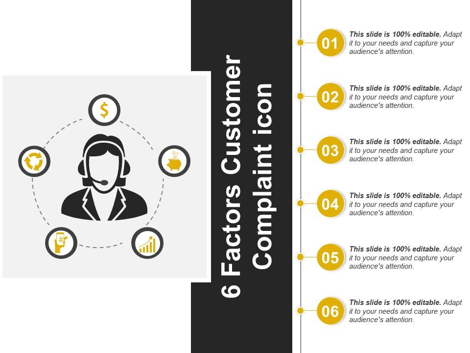6_factors_customer_complaint_icon_powerpoint_presentation_Slide01