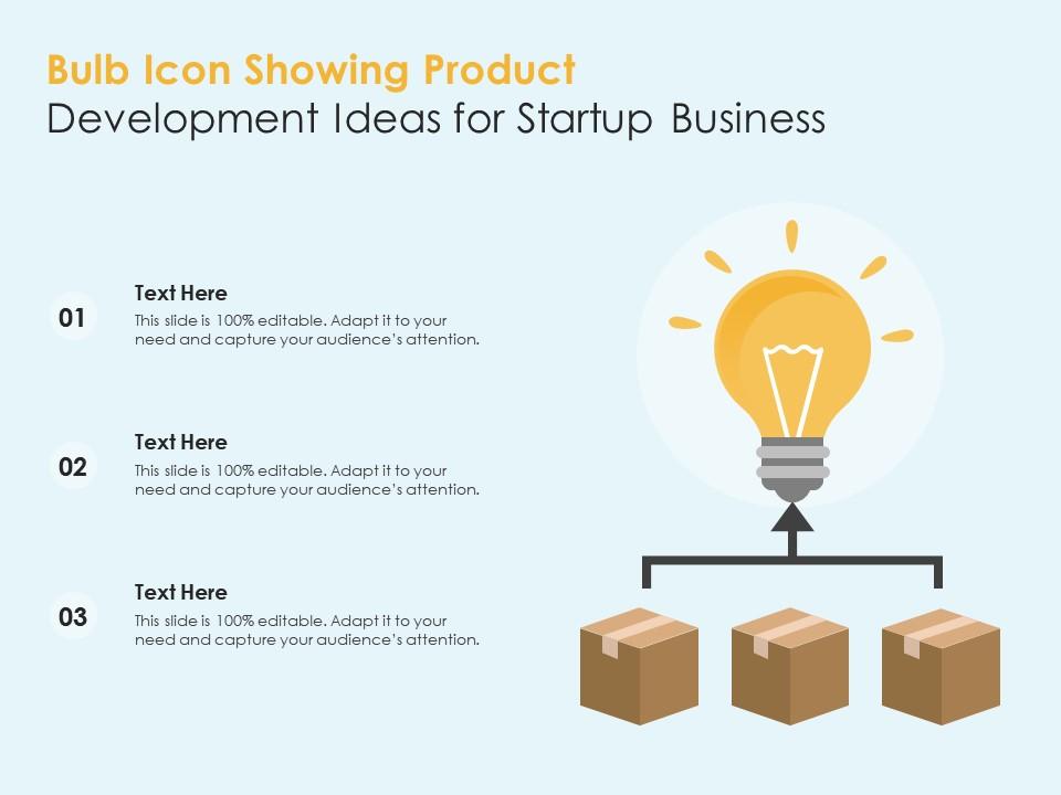 Bulb icon showing product development ideas for startup business