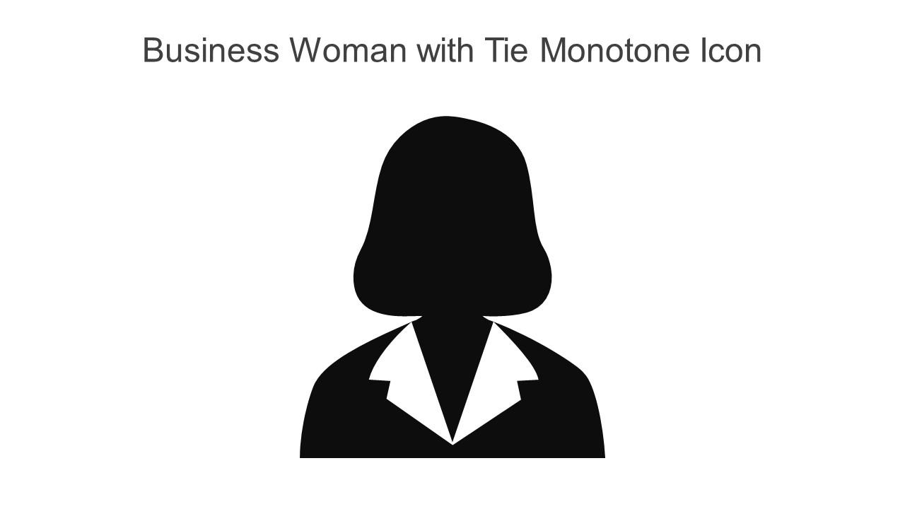 Business Woman With Tie Monotone Icon In Powerpoint Pptx Png And Editable Eps Format