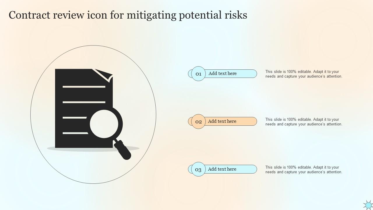Contract Review Icon For Mitigating Potential Risks