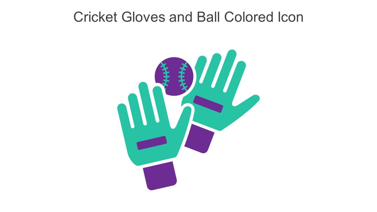 Cricket Gloves And Ball Colored Icon In Powerpoint Pptx Png And Editable Eps Format