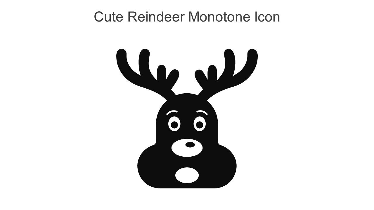 Cute Reindeer Monotone Icon In Powerpoint Pptx Png And Editable Eps Format