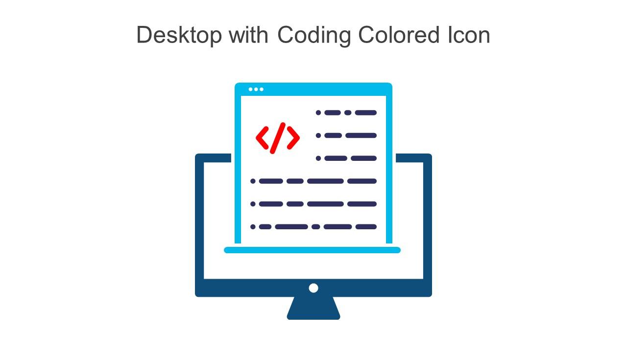 Desktop With Coding Colored Icon