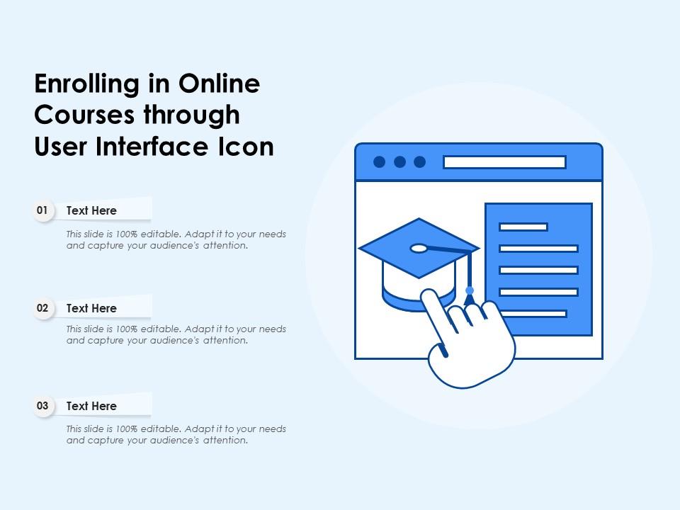 Enrolling in online courses through user interface icon