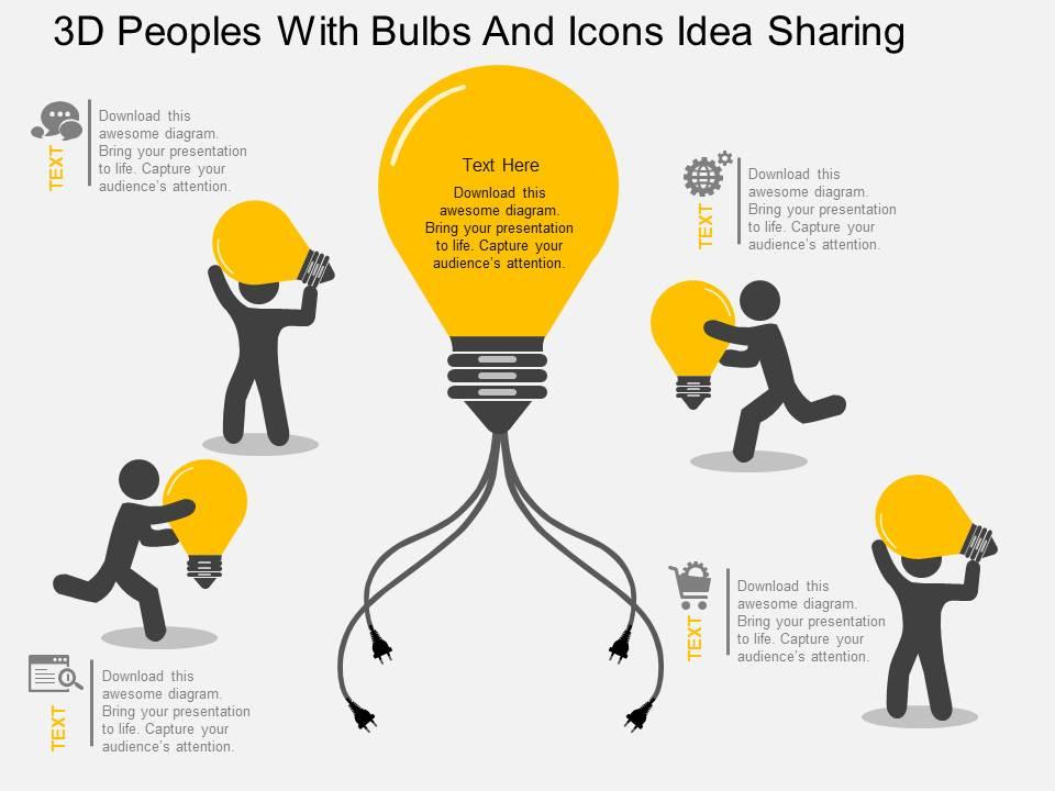 fa_3d_peoples_with_bulbs_and_icons_idea_sharing_flat_powerpoint_design_Slide01