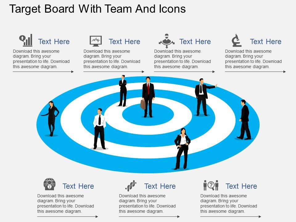 fw_target_board_with_team_and_icons_flat_powerpoint_design_Slide01