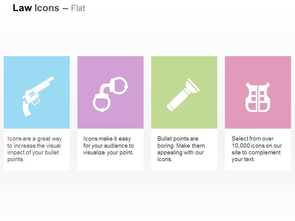 gun_handcuff_torch_bullet_proof_jacket_ppt_icons_graphics_Slide01