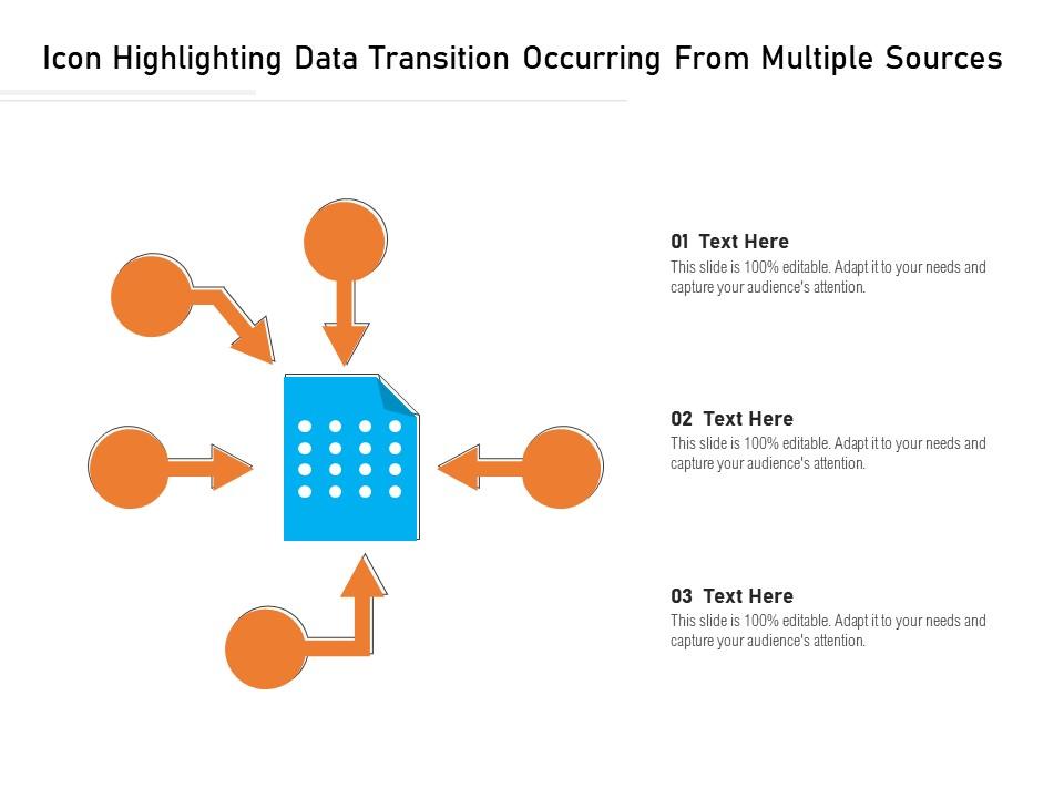 Icon highlighting data transition occurring from multiple sources