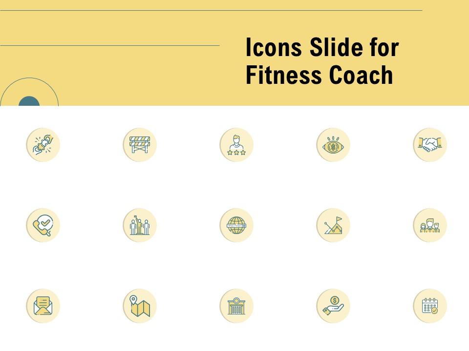Icons slide for fitness coach ppt powerpoint presentation templates