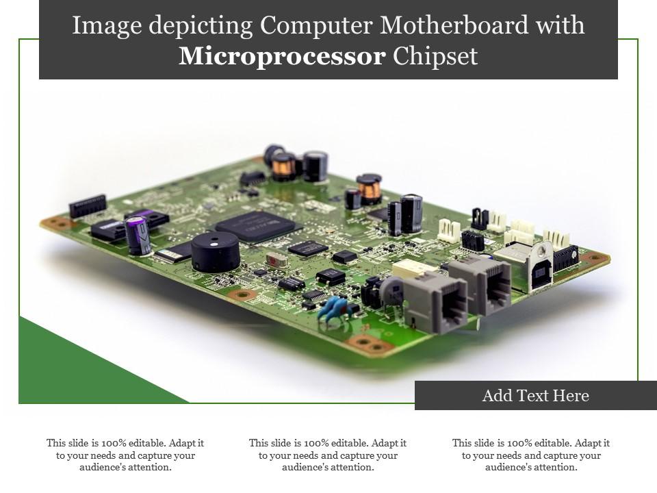 Image depicting computer motherboard with microprocessor chipset