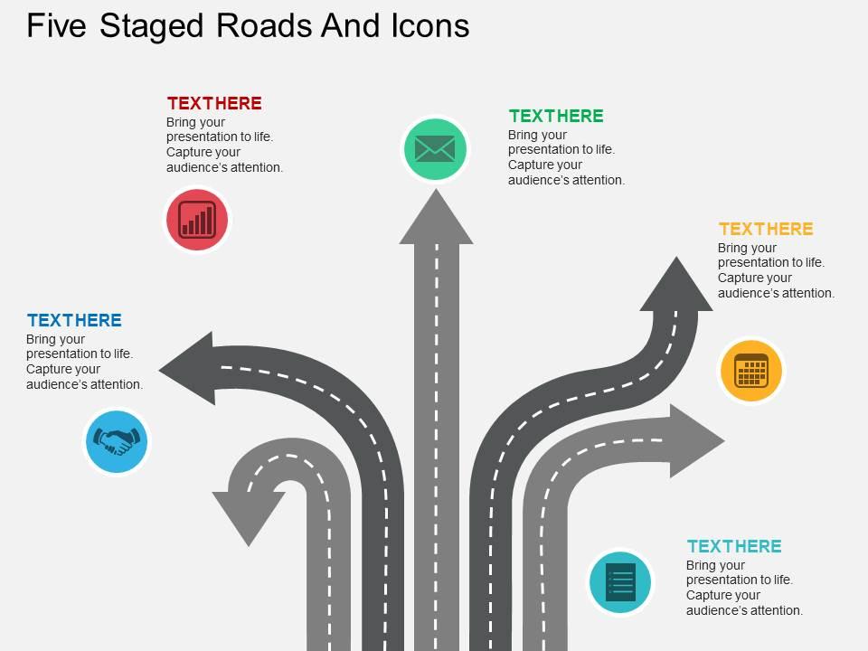 km_five_staged_roads_and_icons_flat_powerpoint_design_Slide01