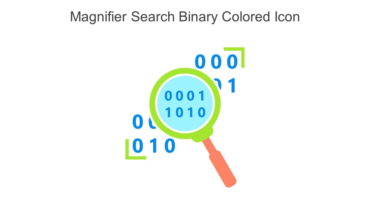 Magnifier Search Binary Colored Icon In Powerpoint Pptx Png And Editable Eps Format