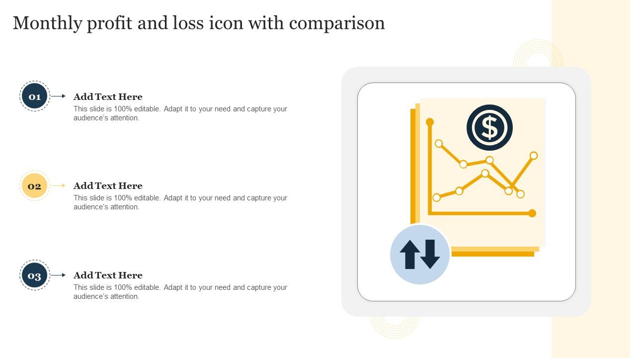 Monthly Profit And Loss Icon With Comparison