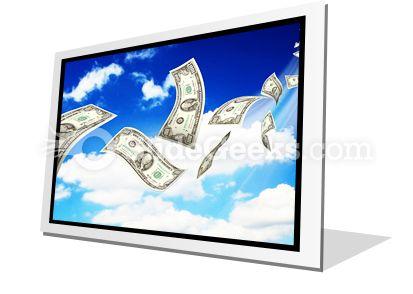 Dollar bills fly in flocks powerpoint icon f