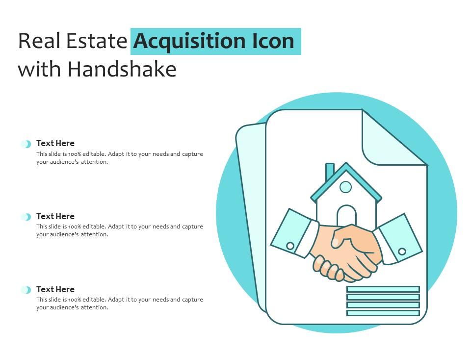 Real estate acquisition icon with handshake