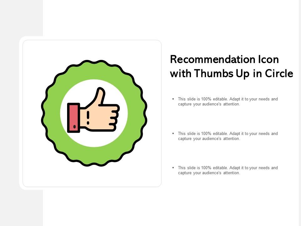 Recommendation icon with thumbs up in circle