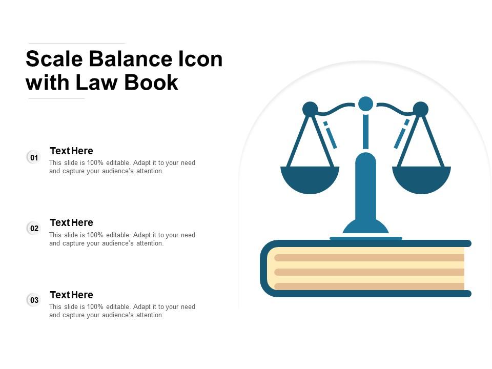 Scale balance icon with law book