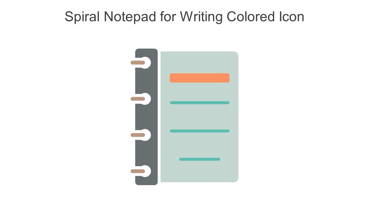 Spiral Notepad For Writing Colored Icon In Powerpoint Pptx Png And Editable Eps Format