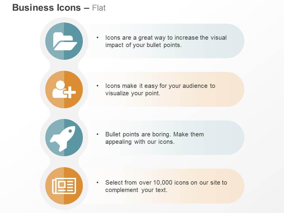 user_plus_open_folder_newspaper_startup_launch_ppt_icons_graphics_Slide01