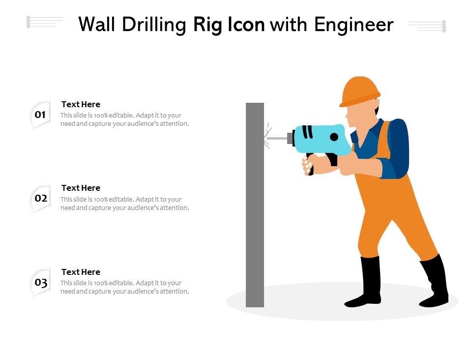 Wall drilling rig icon with engineer