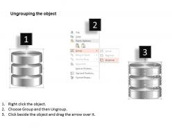 0814 database symbol icon shown by silver cylinders to represent persistent storage ppt slides