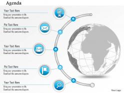 0914 business plan agenda globe with semi circle timeline icons powerpoint presentation template