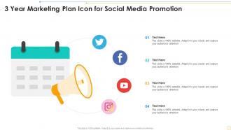 3 Year Marketing Plan Icon For Social Media Promotion