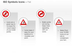 All vehicles prohibited pedestrian crossing trucks prohibited two way traffic iso icons for powerpoint