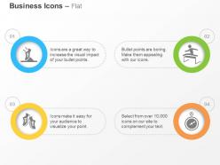 Atheletics crossing hurdles race shoes stopwatch ppt icons graphics