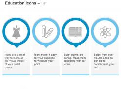 Bell paper clips book mark atoms ppt icons graphics