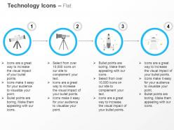 Binocular telescope spaceship rocket ppt icons graphics