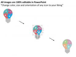 Bulb made with business icon puzzles flat powerpoint design