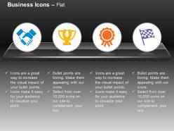 Business deal trophy ribbon flag ppt icons graphics