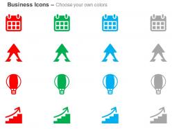 Calendar arrow hot air balloon steps to success ppt icons graphics
