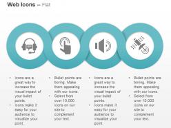 Call center touch screen sound volume satellite ppt icons graphics