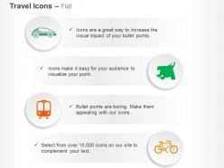 Car plane train cycle travel ppt icons graphics