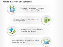 Cfl battery green energy solar system ppt icons graphics