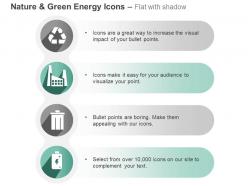 Ci four energy icons for recycle factory and waste with battery ppt icons graphics