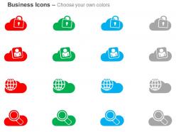 Cloud lock globe magnifier data search ppt icons graphics