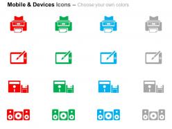 Cpu with floppy tablet printer speakers ppt icons graphics
