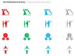 Crane engineer gear mechanism architect with plans ppt icons graphics