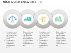Electrical power lines factory windmill building ppt icons graphics