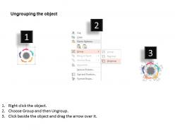 Five staged circular arrows with icons process flow flat powerpoint design