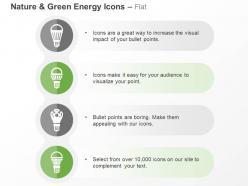 Four bulb power sources ppt icons graphics
