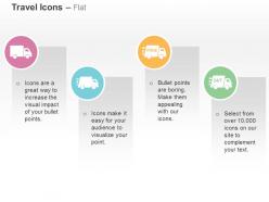 Four colored trucks free delivery 24 hours and 7 days strategy ppt icons graphics