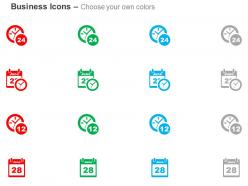 Full day time check scheduler twelve hour time slot calendar ppt icons graphics