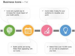 Globe folder bar graph bulb idea generation ppt icons graphics