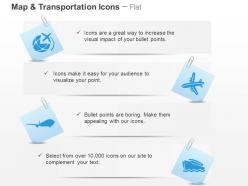 Globe plane ship global travel ppt icons graphics