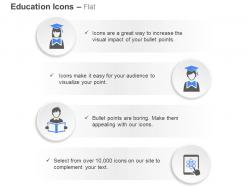 Graduate male female reading online science classes ppt icons graphics